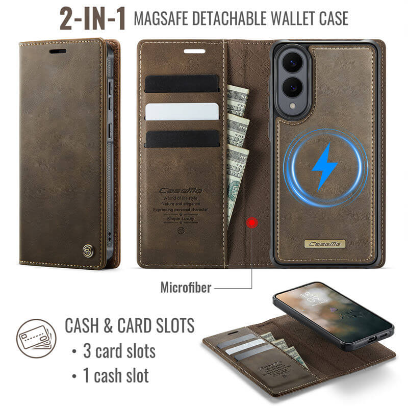CaseMe Samsung Galaxy S25 Edge 2-in-1 Magnetic Wallet Case – Wireless Charging & RFID Blocking