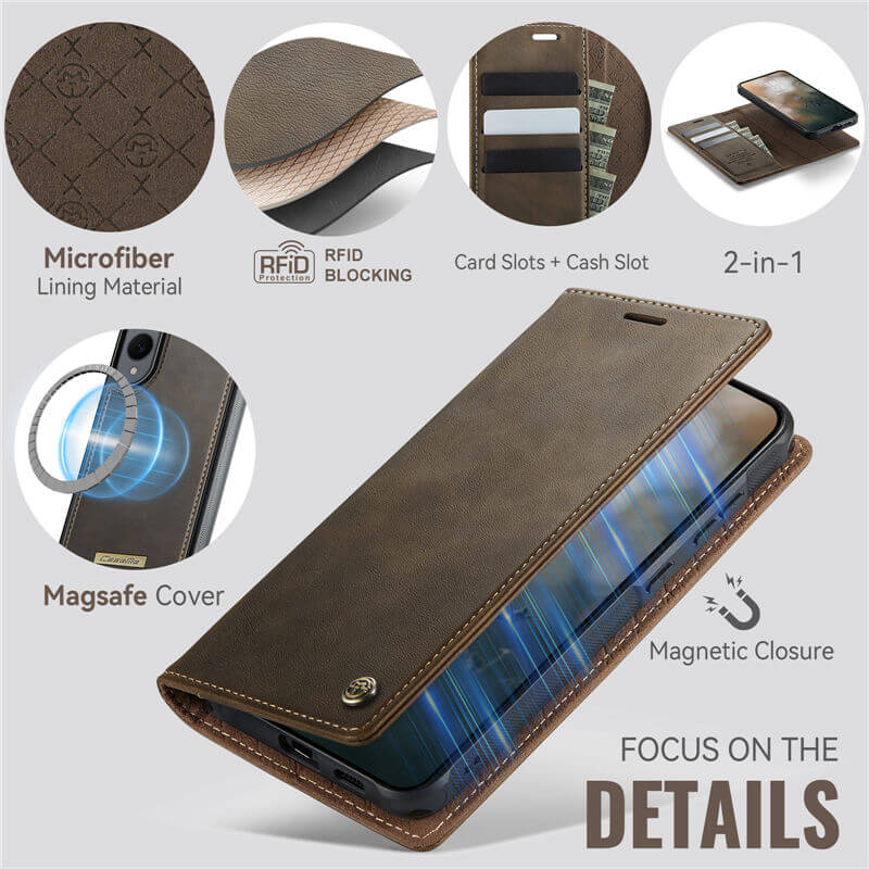 CaseMe Samsung Galaxy S25 Edge 2-in-1 Magnetic Wallet Case – Wireless Charging & RFID Blocking