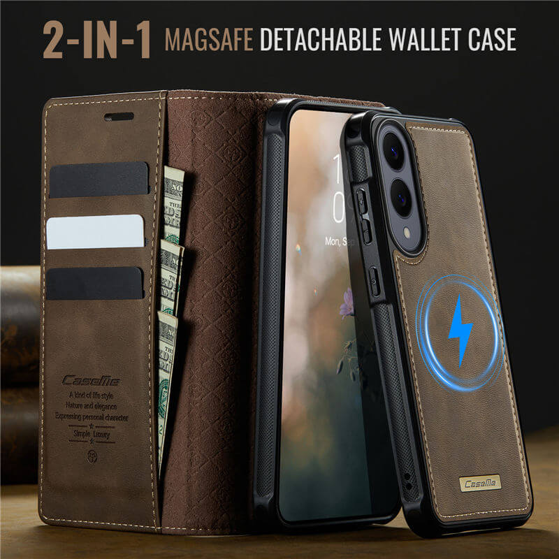 CaseMe Samsung Galaxy S25 Edge 2-in-1 Magnetic Wallet Case – Wireless Charging & RFID Blocking