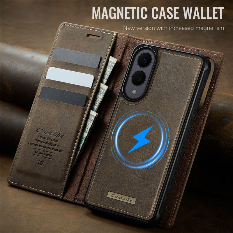 CaseMe Samsung Galaxy S25 Edge 2-in-1 Magnetic Wallet Case – Wireless Charging & RFID Blocking