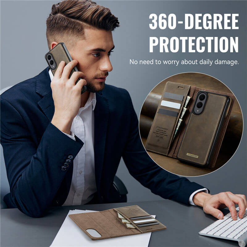 CaseMe Samsung Galaxy S25 Edge 2-in-1 Magnetic Wallet Case – Wireless Charging & RFID Blocking