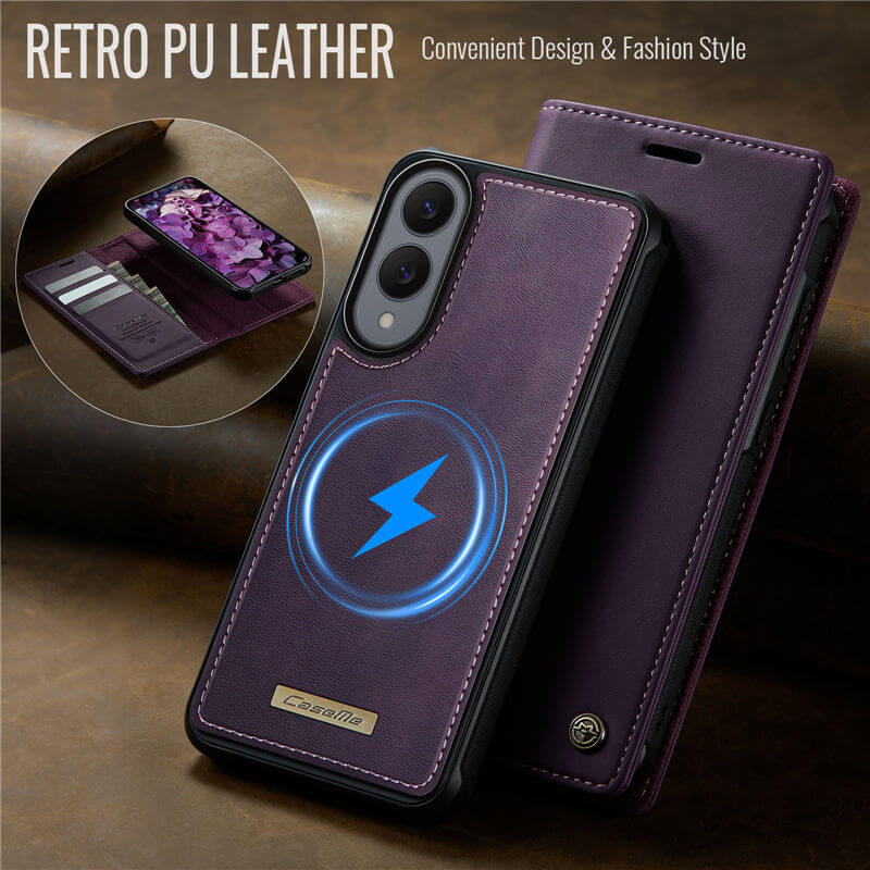 CaseMe Samsung Galaxy S25 Edge 2-in-1 Magnetic Wallet Case – Wireless Charging & RFID Blocking