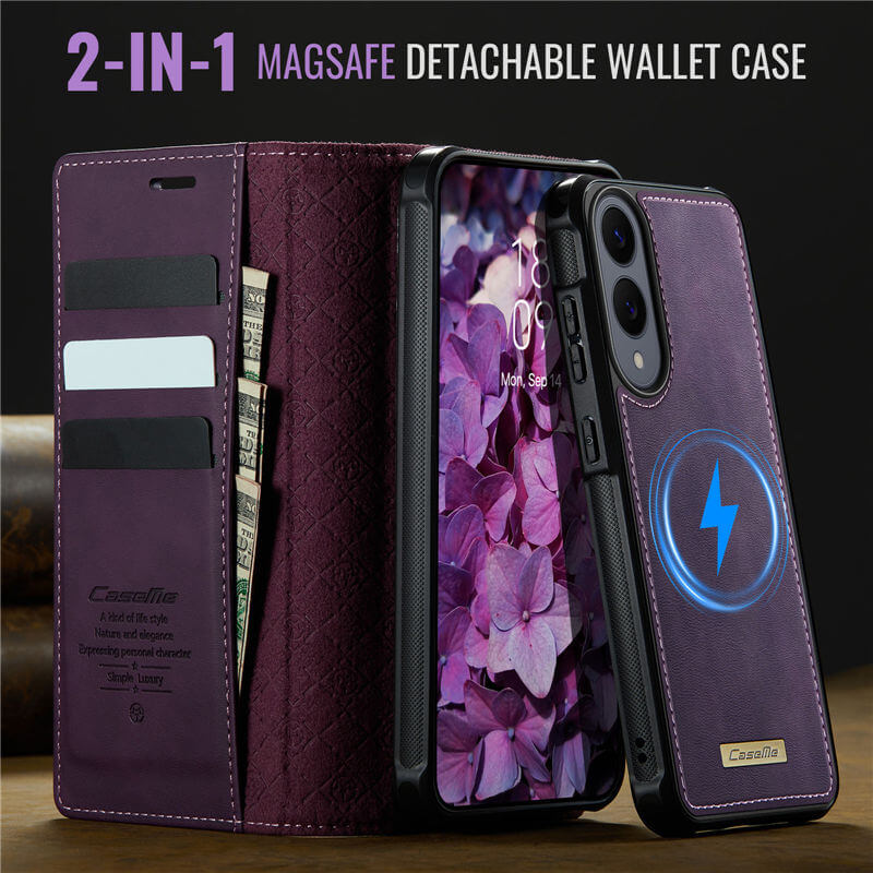 CaseMe Samsung Galaxy S25 Edge 2-in-1 Magnetic Wallet Case – Wireless Charging & RFID Blocking