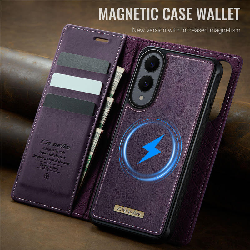 CaseMe Samsung Galaxy S25 Edge 2-in-1 Magnetic Wallet Case – Wireless Charging & RFID Blocking