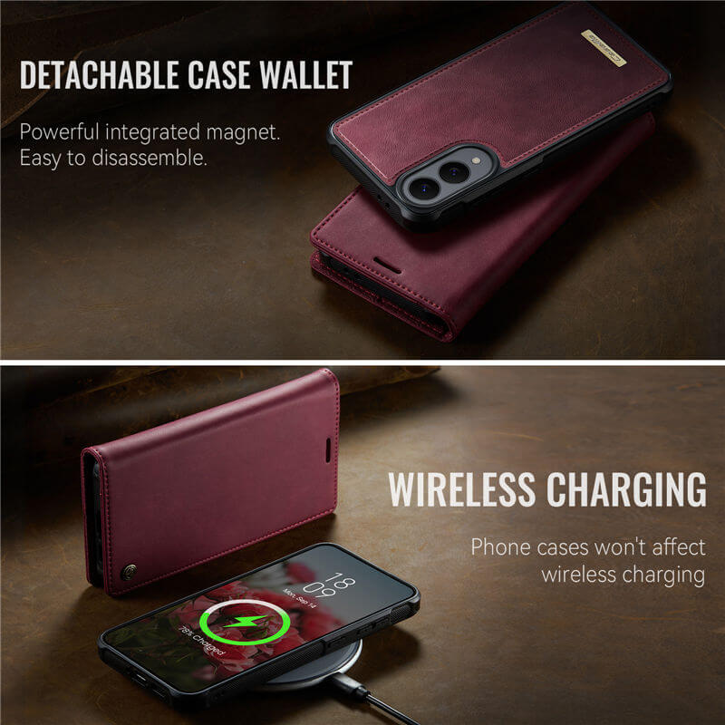 CaseMe Samsung Galaxy S25 Edge 2-in-1 Magnetic Wallet Case – Wireless Charging & RFID Blocking