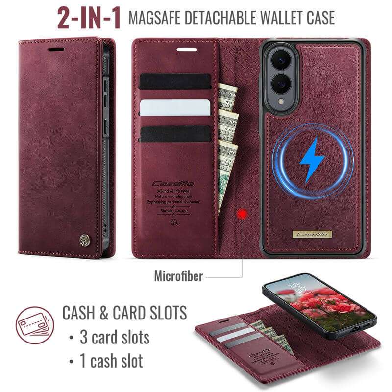 CaseMe Samsung Galaxy S25 Edge 2-in-1 Magnetic Wallet Case – Wireless Charging & RFID Blocking