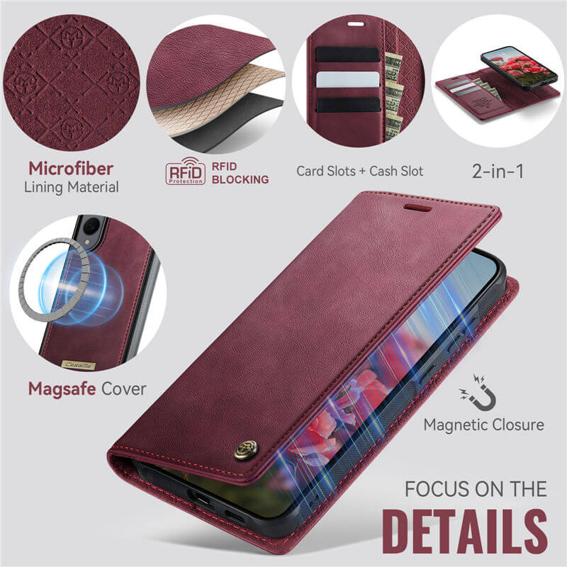 CaseMe Samsung Galaxy S25 Edge 2-in-1 Magnetic Wallet Case – Wireless Charging & RFID Blocking