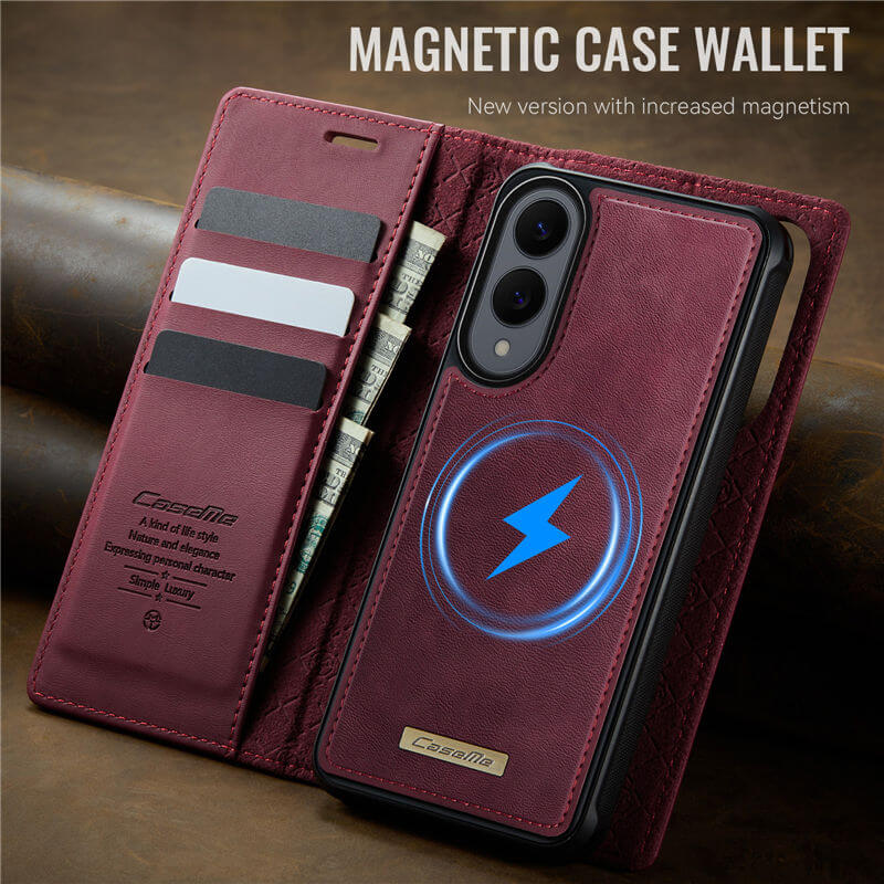 CaseMe Samsung Galaxy S25 Edge 2-in-1 Magnetic Wallet Case – Wireless Charging & RFID Blocking