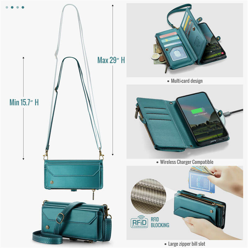 CaseMe Samsung Galaxy S26 Plus RFID Wallet Case with Crossbody Strap