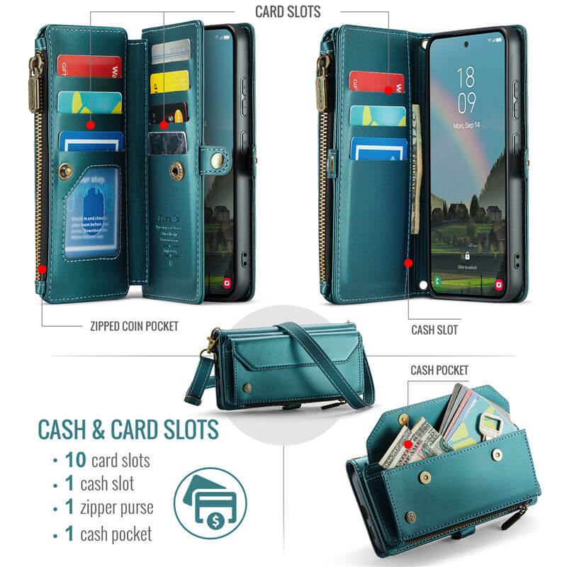 CaseMe Samsung Galaxy S26 Plus RFID Wallet Case with Crossbody Strap