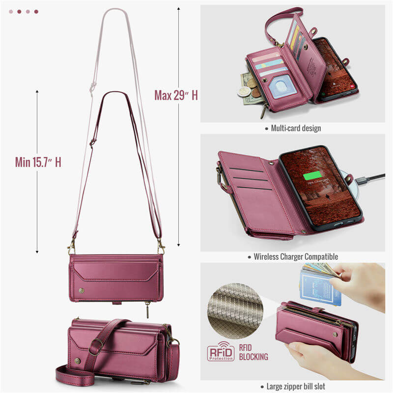 CaseMe Samsung Galaxy S26 Plus RFID Wallet Case with Crossbody Strap