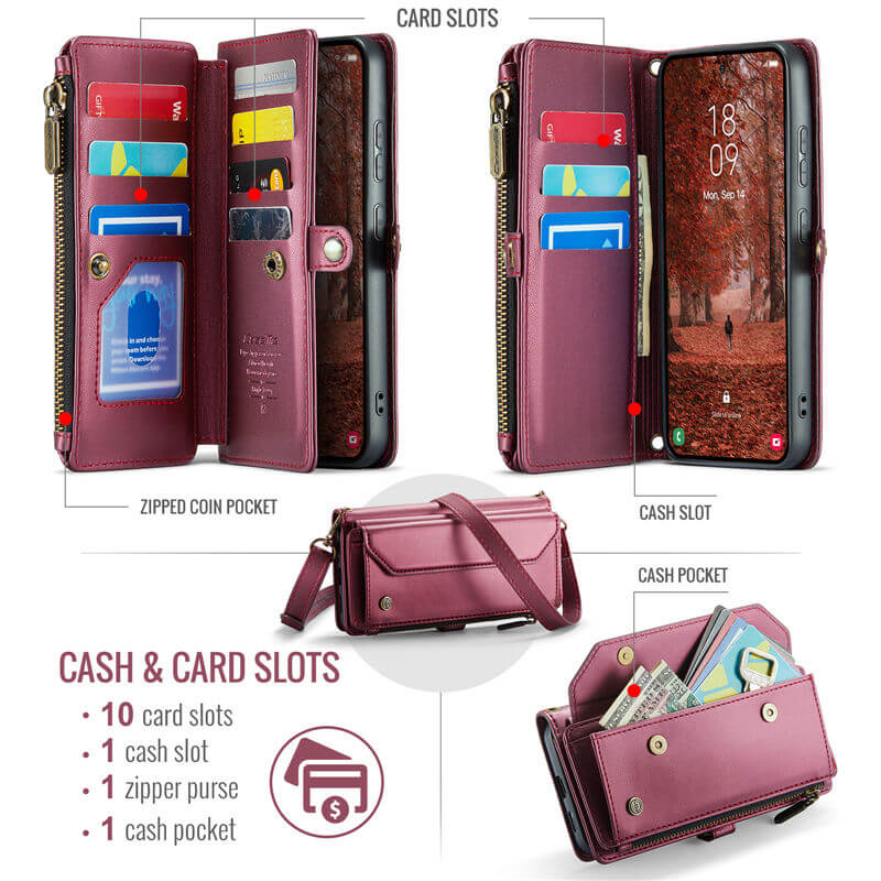 CaseMe Samsung Galaxy S26 Plus RFID Wallet Case with Crossbody Strap