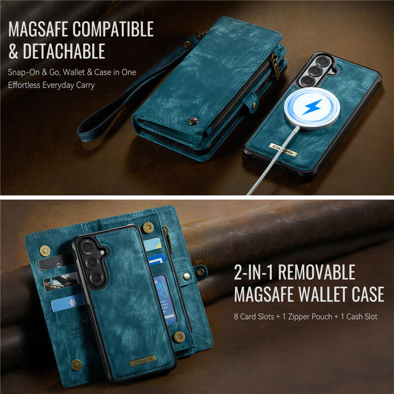 CaseMe Samsung Galaxy S26 Plus 2-in-1 Magnetic RFID Wallet Case with Wrist Strap
