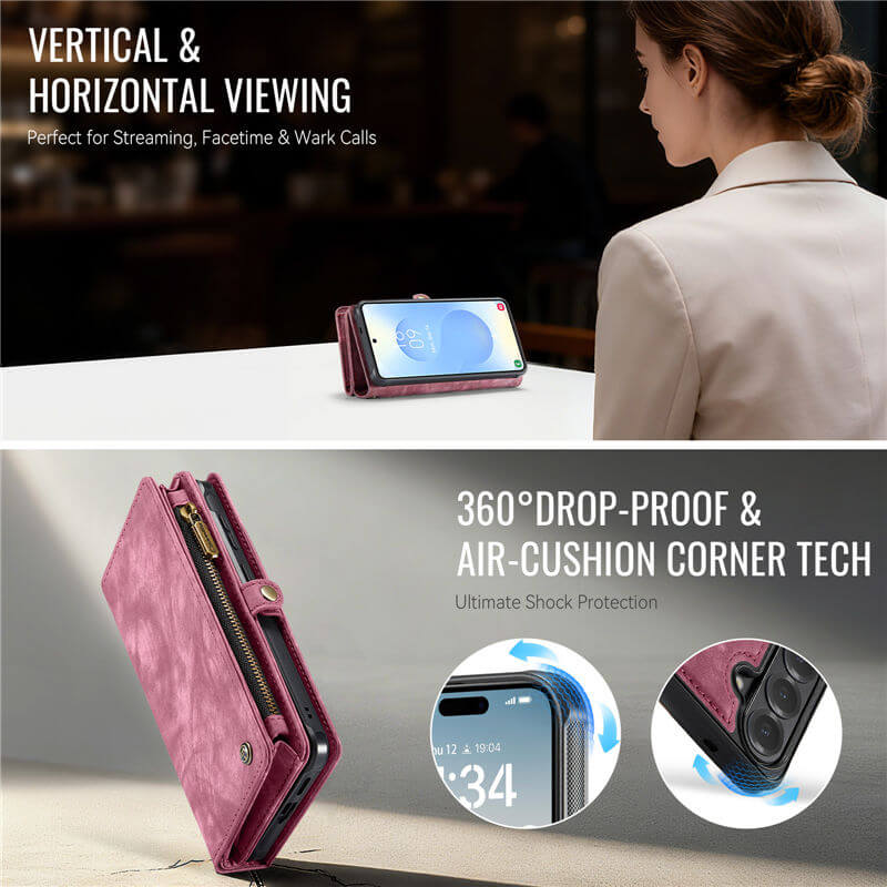 CaseMe Samsung Galaxy S26 Plus 2-in-1 Magnetic RFID Wallet Case with Wrist Strap