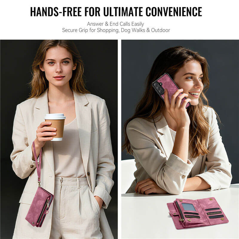 CaseMe Samsung Galaxy S26 Plus 2-in-1 Magnetic RFID Wallet Case with Wrist Strap