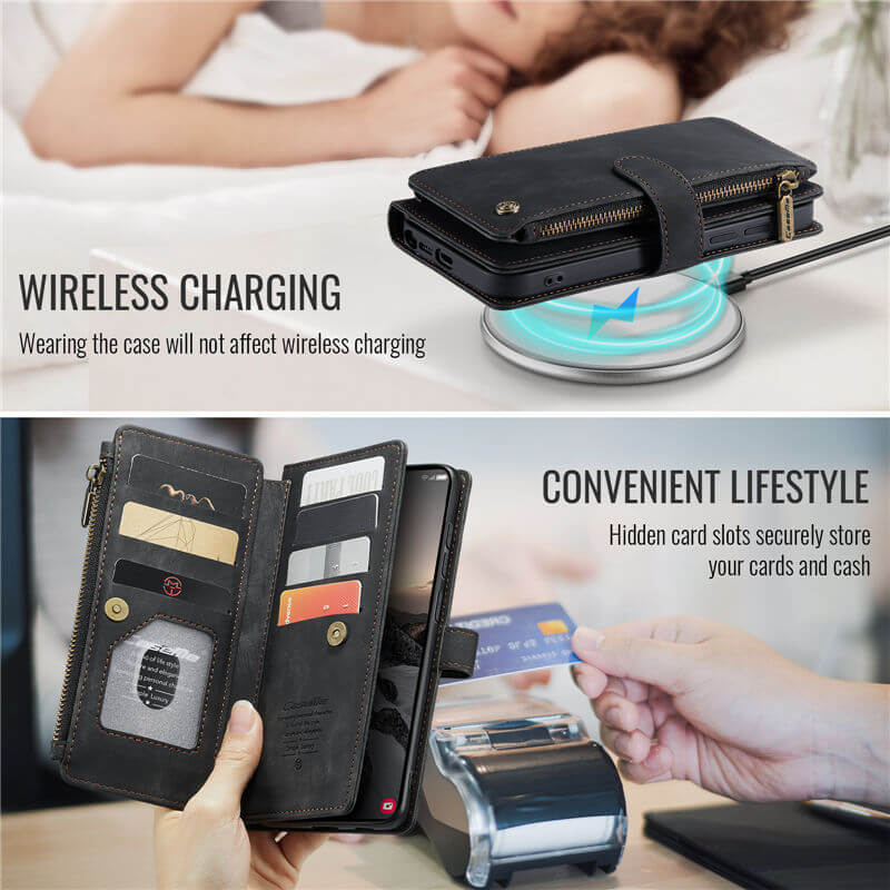 CaseMe Samsung Galaxy S26 Ultra Wallet Case with 10 Card Slots, Zipper Pocket & Wireless Charging