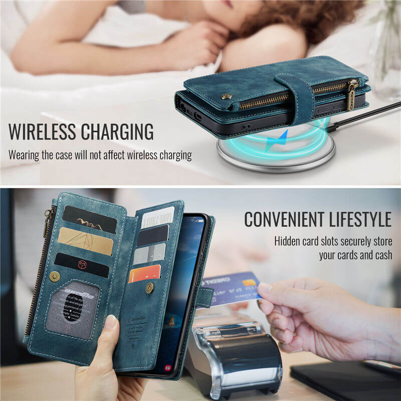 CaseMe Samsung Galaxy S26 Ultra Wallet Case with 10 Card Slots, Zipper Pocket & Wireless Charging