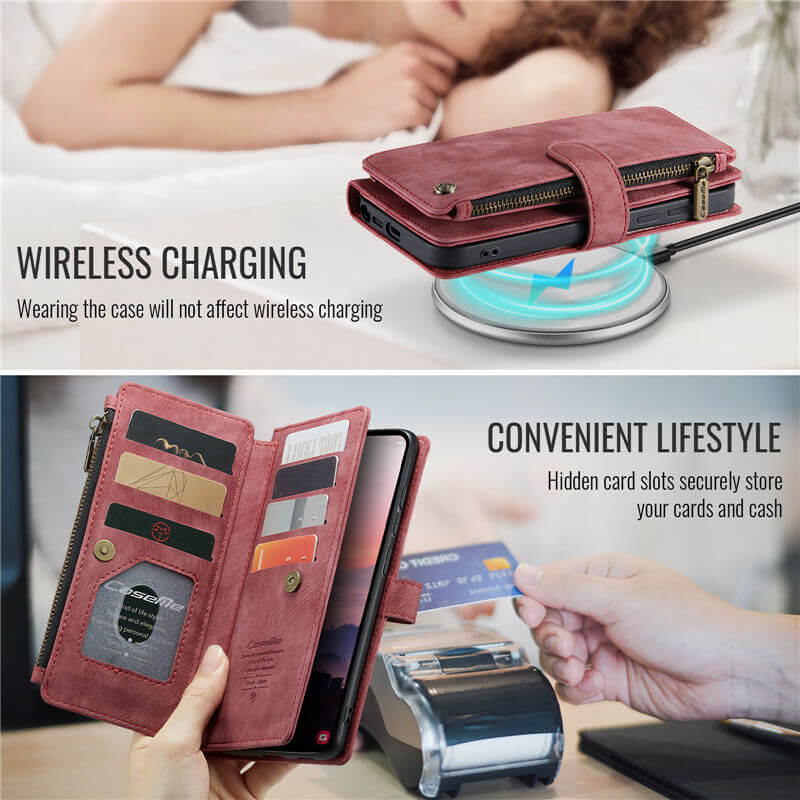 CaseMe Samsung Galaxy S26 Ultra Wallet Case with 10 Card Slots, Zipper Pocket & Wireless Charging