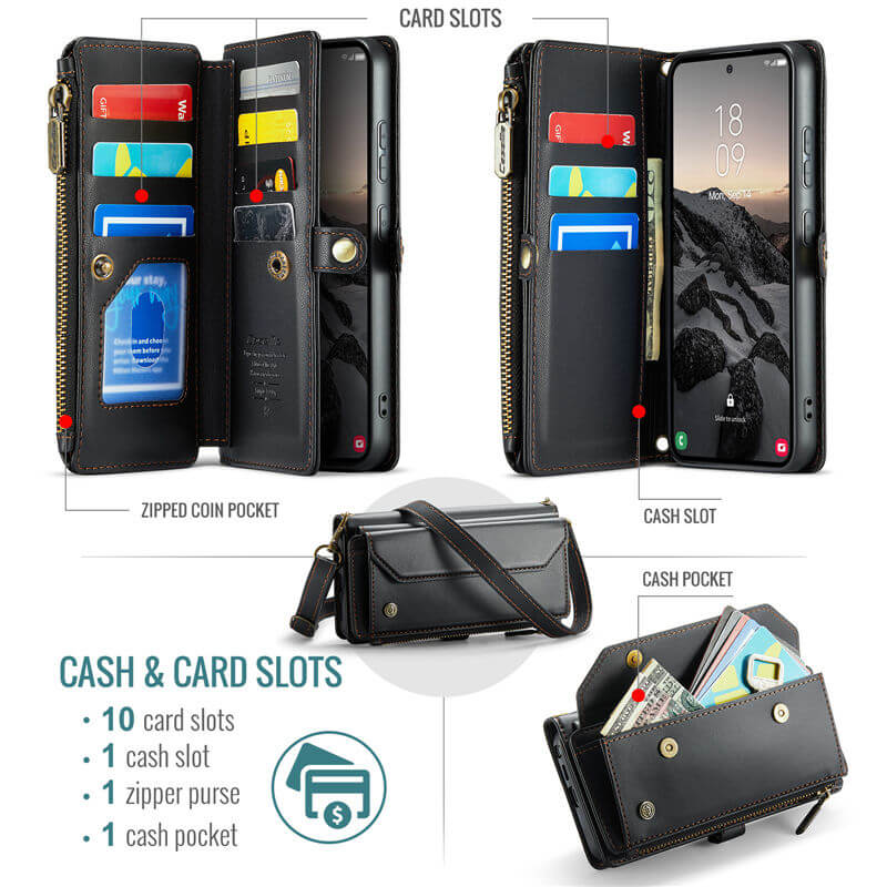 CaseMe Samsung Galaxy S26 Ultra RFID Wallet Case with Crossbody Strap