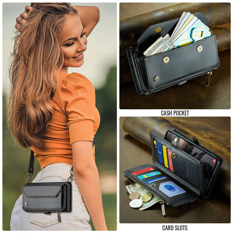 CaseMe Samsung Galaxy S26 Ultra RFID Wallet Case with Crossbody Strap