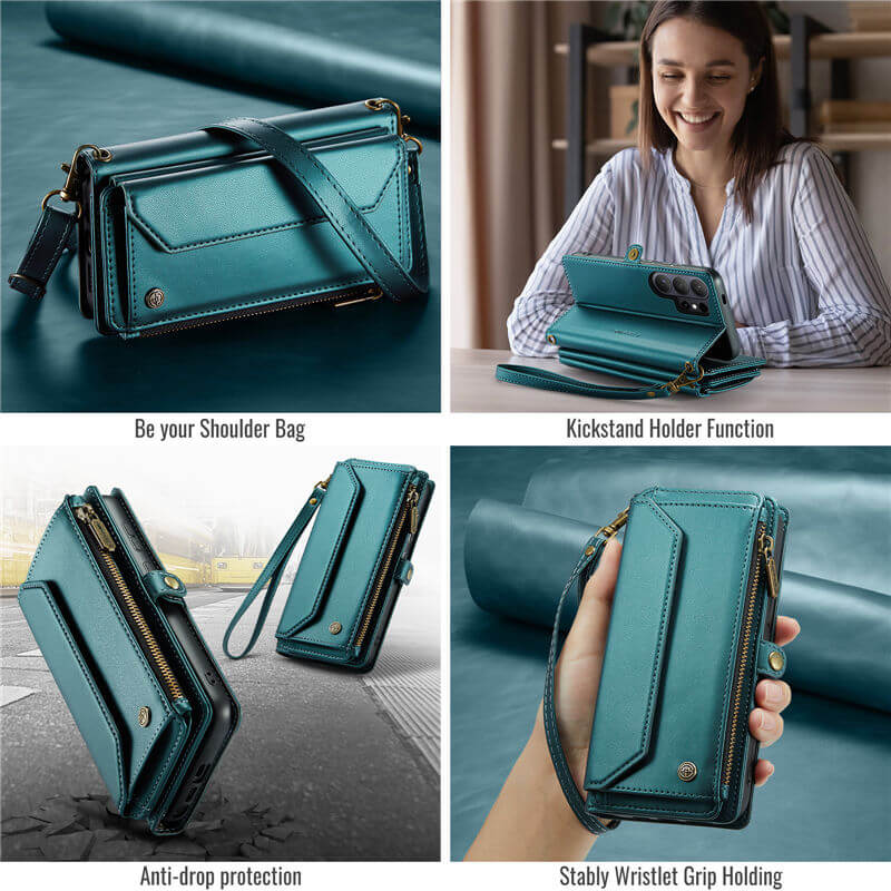 CaseMe Samsung Galaxy S26 Ultra RFID Wallet Case with Crossbody Strap