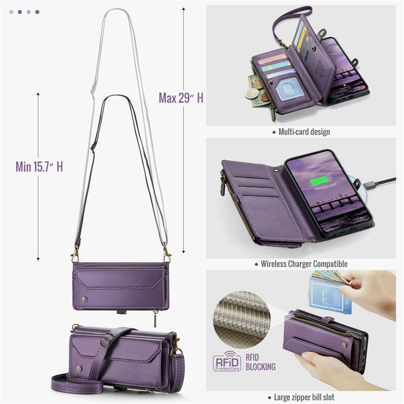 CaseMe Samsung Galaxy S26 Ultra RFID Wallet Case with Crossbody Strap
