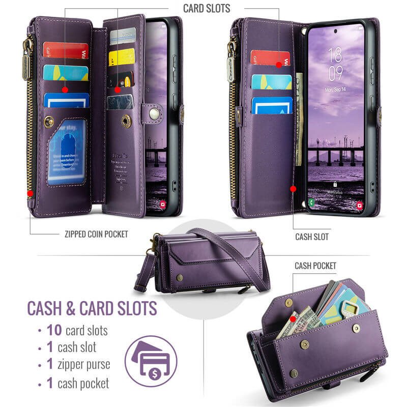 CaseMe Samsung Galaxy S26 Ultra RFID Wallet Case with Crossbody Strap