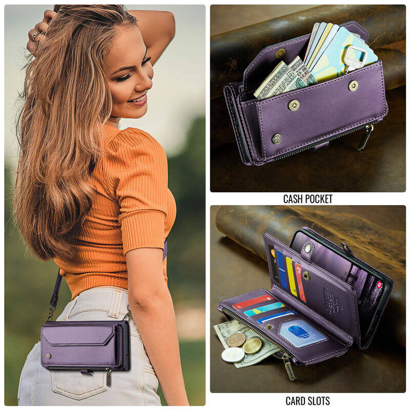 CaseMe Samsung Galaxy S26 Ultra RFID Wallet Case with Crossbody Strap
