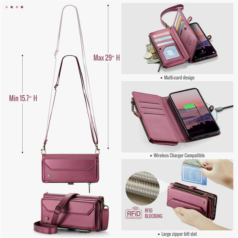 CaseMe Samsung Galaxy S26 Ultra RFID Wallet Case with Crossbody Strap