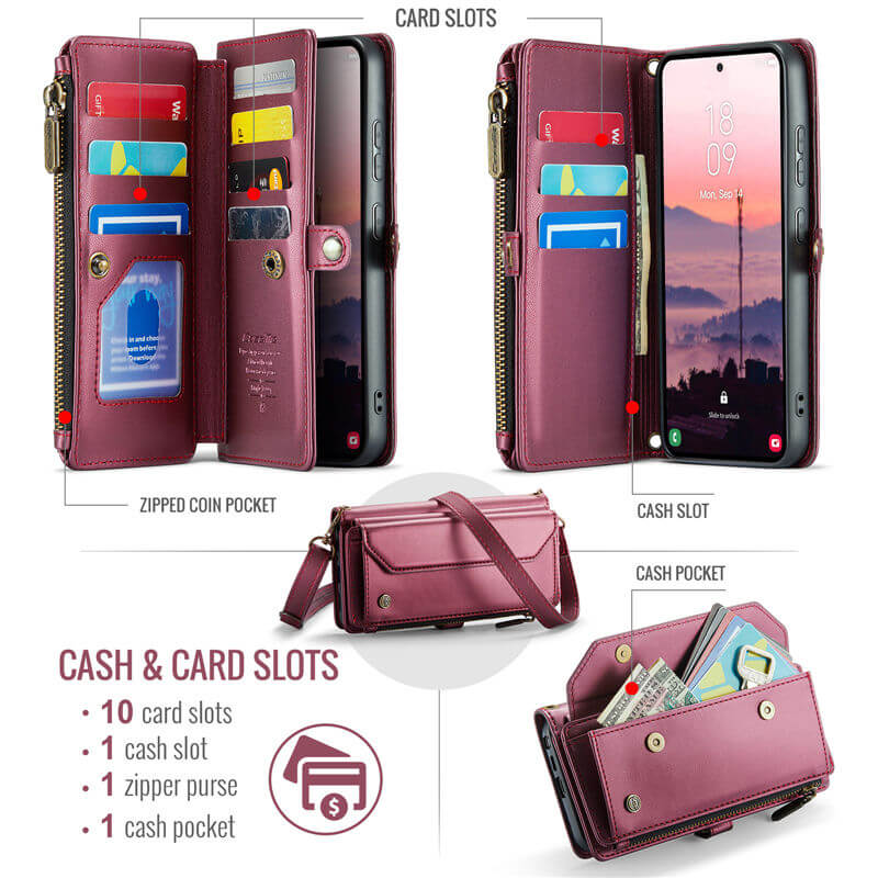 CaseMe Samsung Galaxy S26 Ultra RFID Wallet Case with Crossbody Strap