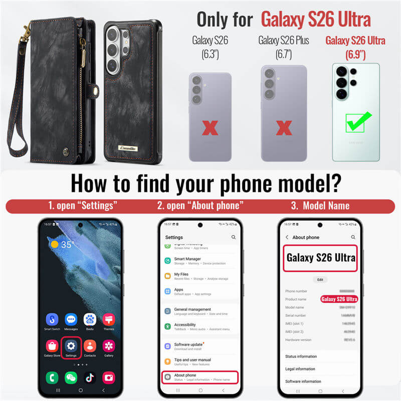 CaseMe Samsung Galaxy S26 Ultra 2-in-1 Magnetic RFID Wallet Case