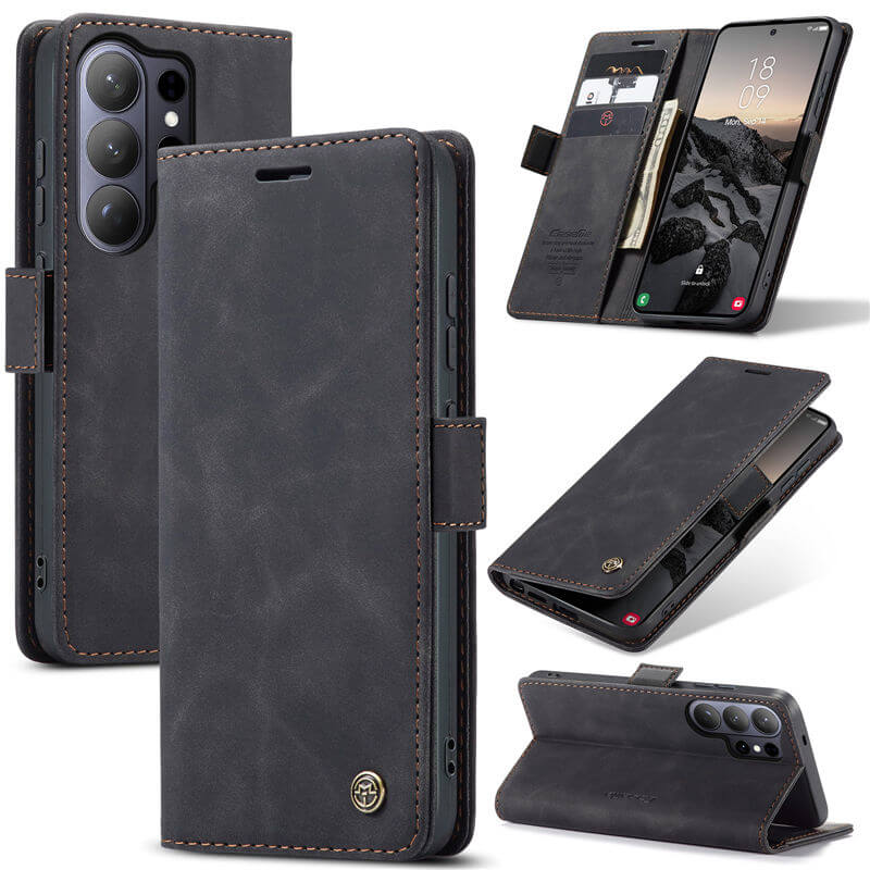 CaseMe Samsung Galaxy S26 Ultra Wallet Case with Magnetic Closure & Kickstand Black