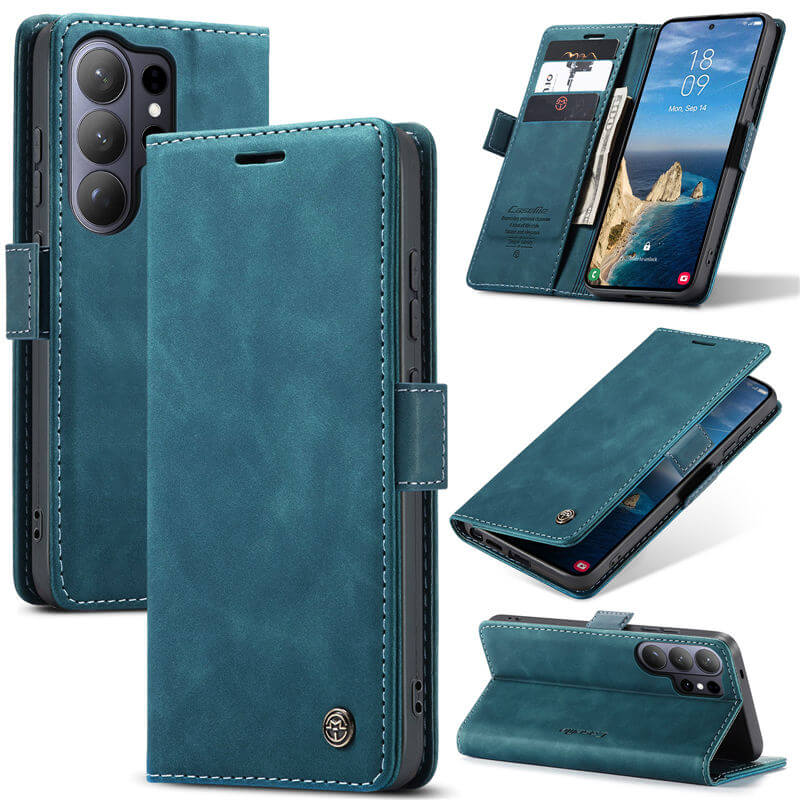 CaseMe Samsung Galaxy S26 Ultra Wallet Case with Magnetic Closure & Kickstand Blue