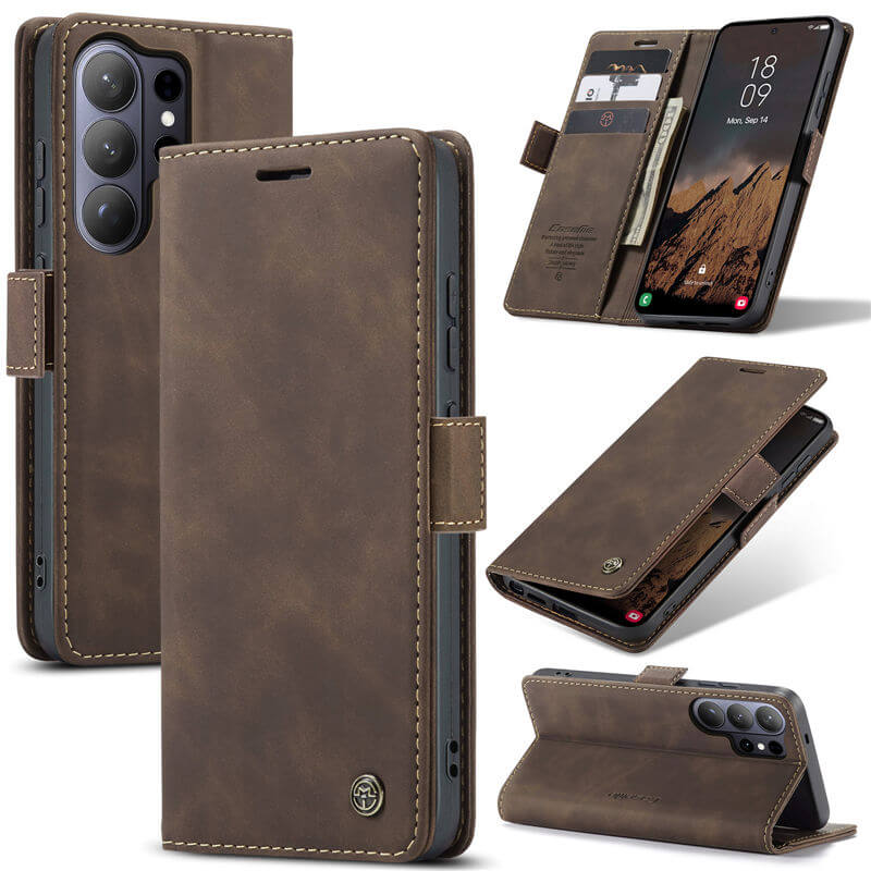 CaseMe Samsung Galaxy S26 Ultra Wallet Case with Magnetic Closure & Kickstand Coffee