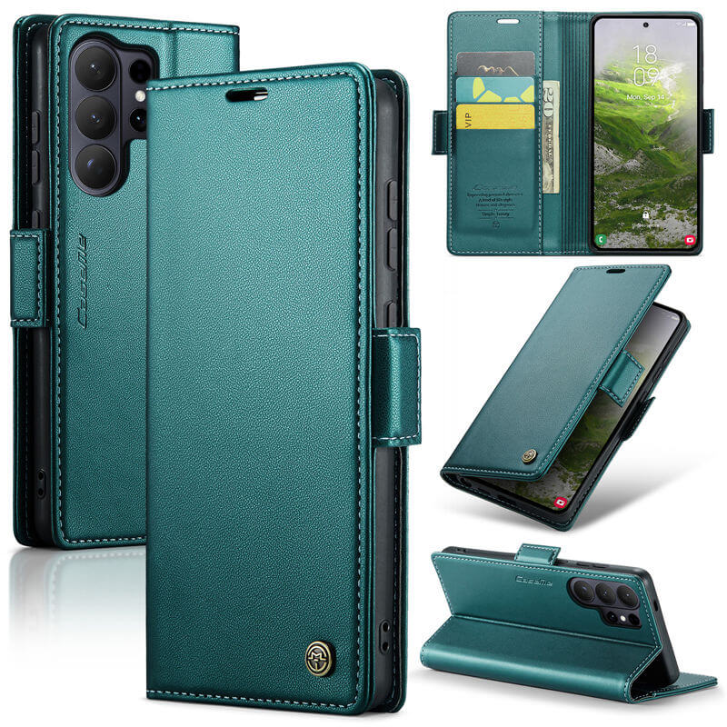 CaseMe Samsung Galaxy S26 Ultra RFID Wallet Case with Magnetic Buckle & Wireless Charging Green