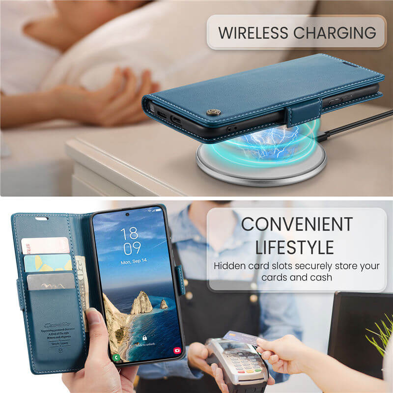 CaseMe Samsung Galaxy S26 Ultra RFID Wallet Case with Wireless Charging
