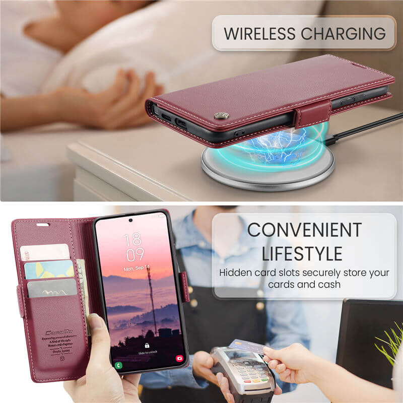 CaseMe Samsung Galaxy S26 Ultra RFID Wallet Case with Wireless Charging
