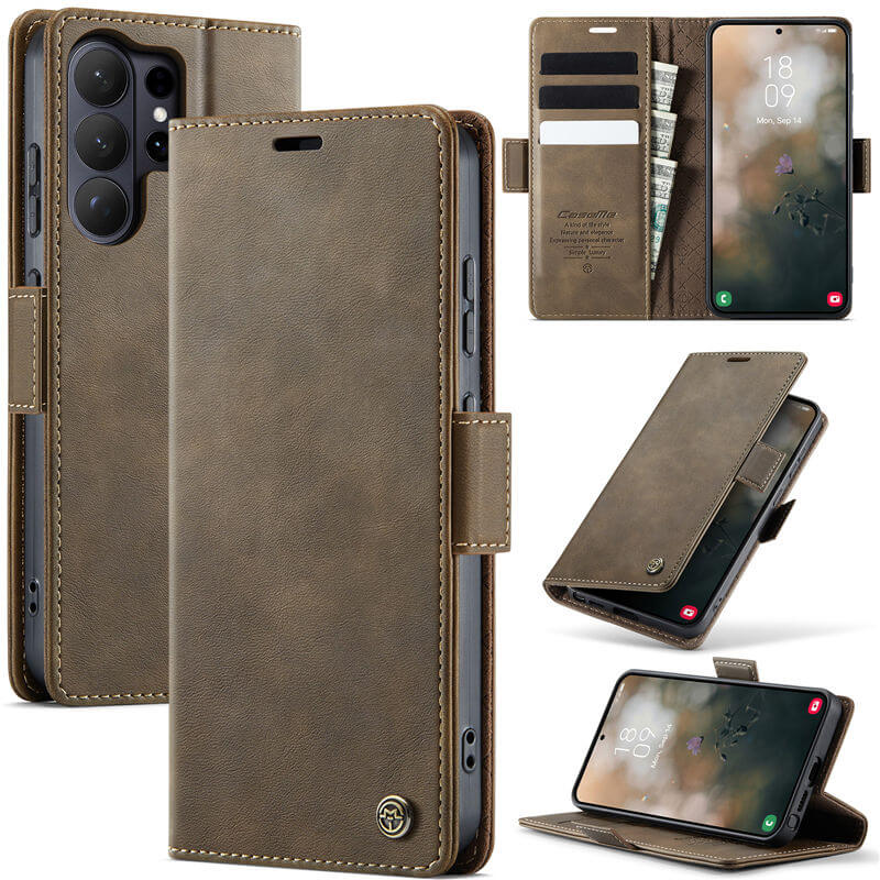 CaseMe Samsung Galaxy S26 Ultra RFID Wallet Case with Magnetic Closure Coffee