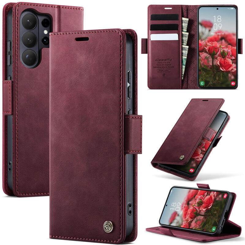 CaseMe Samsung Galaxy S26 Ultra RFID Wallet Case with Magnetic Closure Red