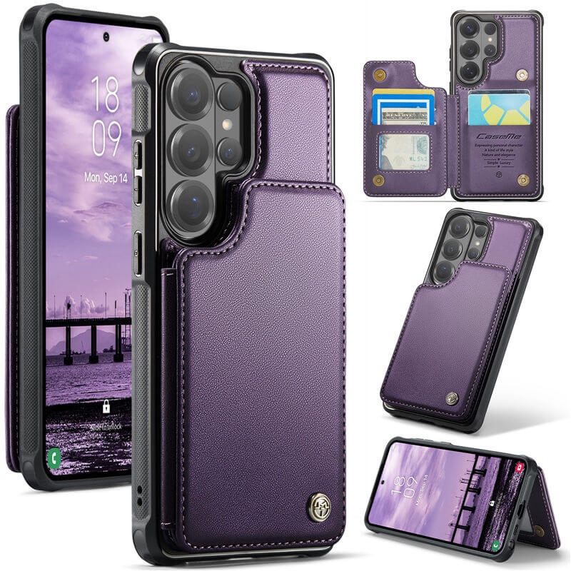 CaseMe Samsung Galaxy S26 Ultra RFID Blocking Card Holder Kickstand Case Purple