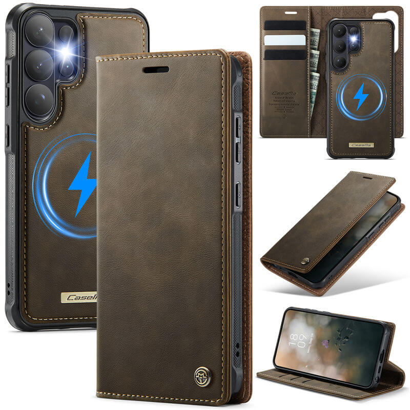 CaseMe Samsung Galaxy S26 Ultra 2-in-1 Magnetic Wallet Case – Wireless Charging & RFID Blocking Coffee