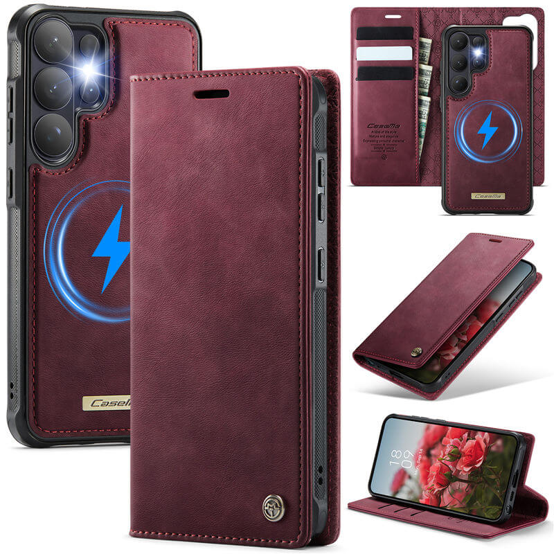 CaseMe Samsung Galaxy S26 Ultra 2-in-1 Magnetic Wallet Case – Wireless Charging & RFID Blocking Red