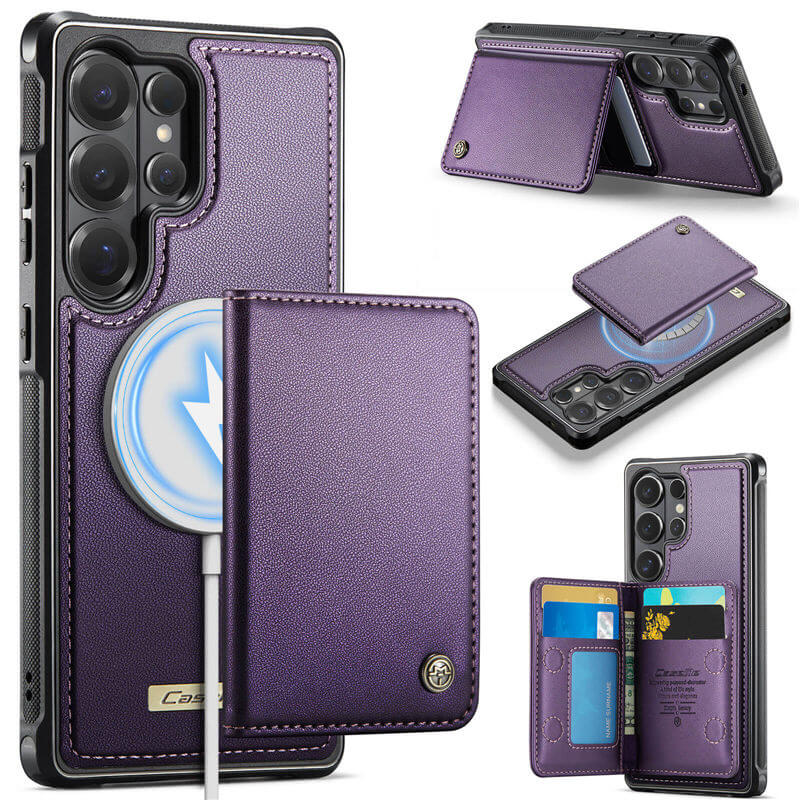 CaseMe Samsung Galaxy S26 Ultra 2-in-1 Magnetic Wallet Case with RFID Blocking & Wireless Charging - Purple