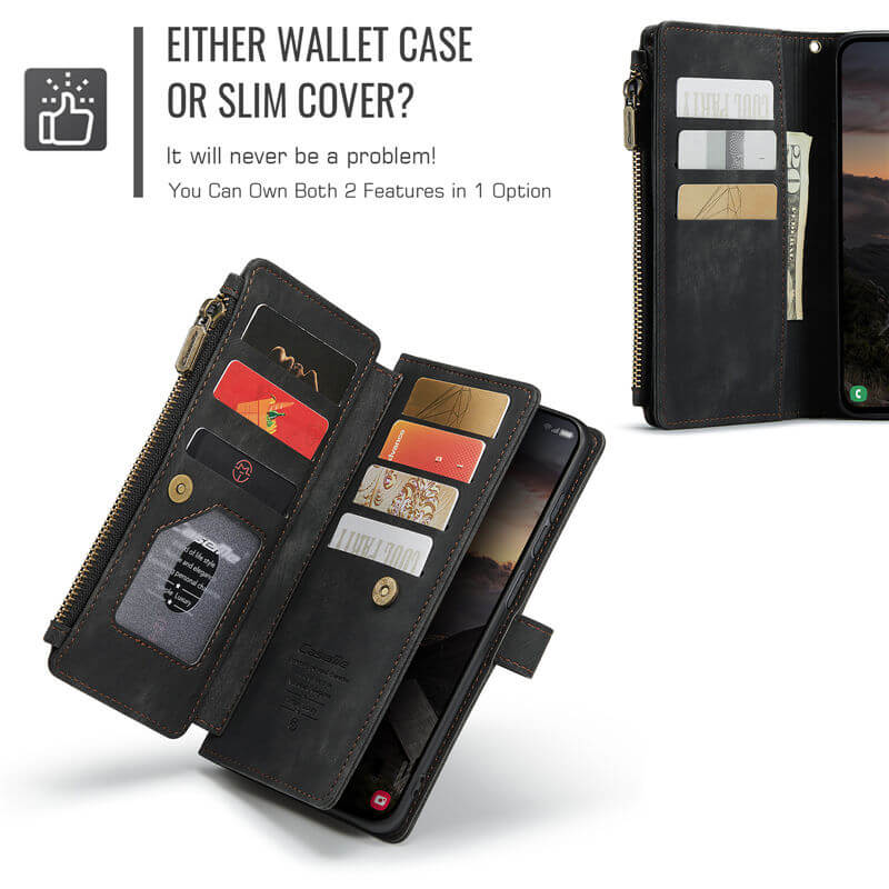 CaseMe Samsung Galaxy S26 Wallet Case with 10 Card Slots, Zipper Pocket & Wireless Charging