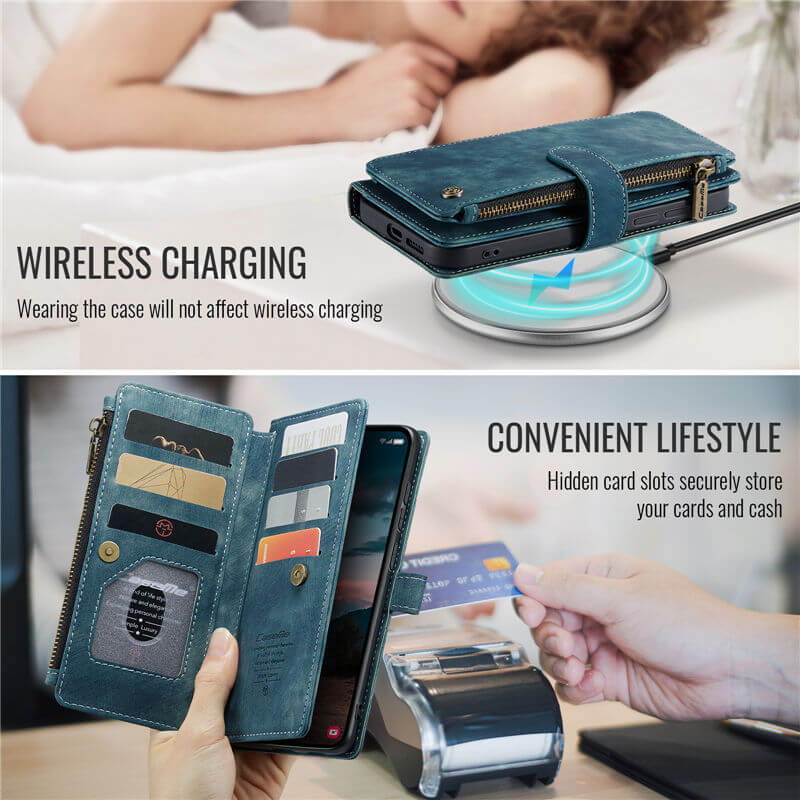 CaseMe Samsung Galaxy S26 Wallet Case with 10 Card Slots, Zipper Pocket & Wireless Charging