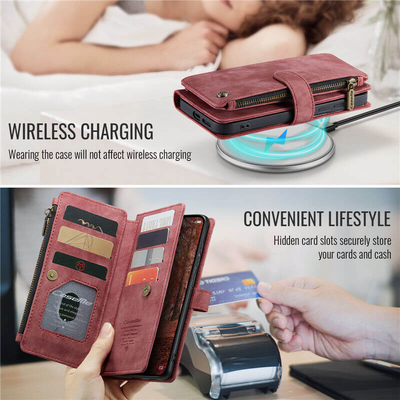 CaseMe Samsung Galaxy S26 Plus Wallet Case with 10 Card Slots, Zipper Pocket & Wireless Charging