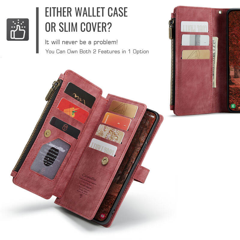 CaseMe Samsung Galaxy S26 Plus Wallet Case with 10 Card Slots, Zipper Pocket & Wireless Charging