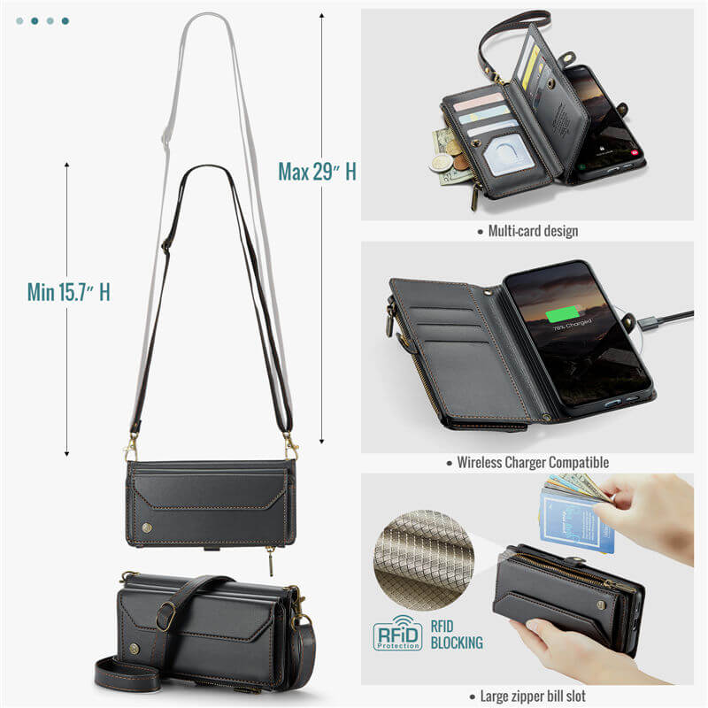 CaseMe Samsung Galaxy S26 RFID Wallet Case with Crossbody Strap