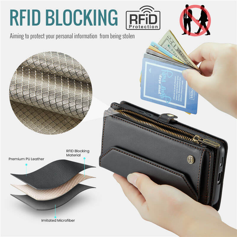 CaseMe Samsung Galaxy S26 RFID Wallet Case with Crossbody Strap