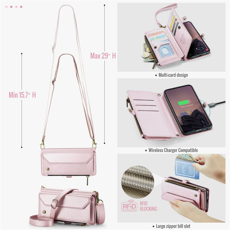 CaseMe Samsung Galaxy S26 RFID Wallet Case with Crossbody Strap